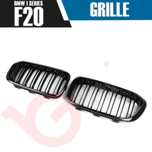 Load image into Gallery viewer, BMW 1 SERIES F20 F21 LCI 2015-2019 GLOSS BLACK DOUBLE SLAT FRONT KIDNEY GRILLE