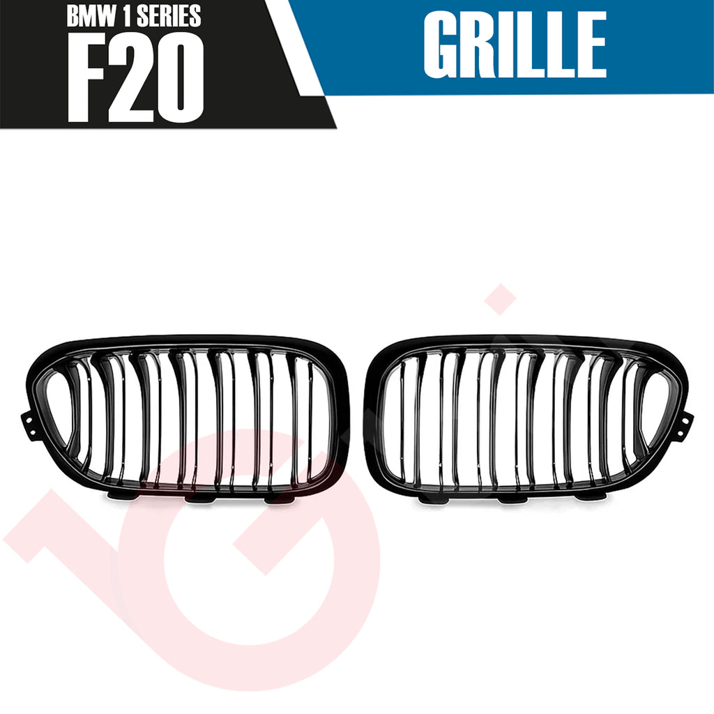 BMW 1 SERIES F20 F21 LCI 2015-2019 GLOSS BLACK DOUBLE SLAT FRONT KIDNEY GRILLE