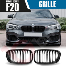Load image into Gallery viewer, BMW 1 SERIES F20 F21 LCI 2015-2019 GLOSS BLACK DOUBLE SLAT FRONT KIDNEY GRILLE
