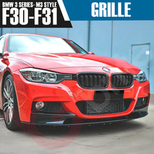 Load image into Gallery viewer, BMW 3 SERIES F30 F31 2012-2018 GLOSS BLACK DOUBLE SLAT M3 STYLE FRONT KIDNEY GRILLE
