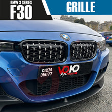 Load image into Gallery viewer, BMW 3 SERIES F30 F31 2012-2018 GLOSS BLACK &amp; CHROME DIAMOND CUT FRONT KIDNEY GRILLE