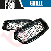 Load image into Gallery viewer, BMW 3 SERIES F30 F31 2012-2018 GLOSS BLACK &amp; CHROME DIAMOND CUT FRONT KIDNEY GRILLE