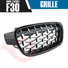 Load image into Gallery viewer, BMW 3 SERIES F30 F31 2012-2018 GLOSS BLACK &amp; CHROME DIAMOND CUT FRONT KIDNEY GRILLE
