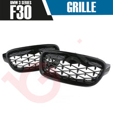 Load image into Gallery viewer, BMW 3 SERIES F30 F31 2012-2018 GLOSS BLACK DIAMOND CUT STYLE FRONT KIDNEY GRILLE
