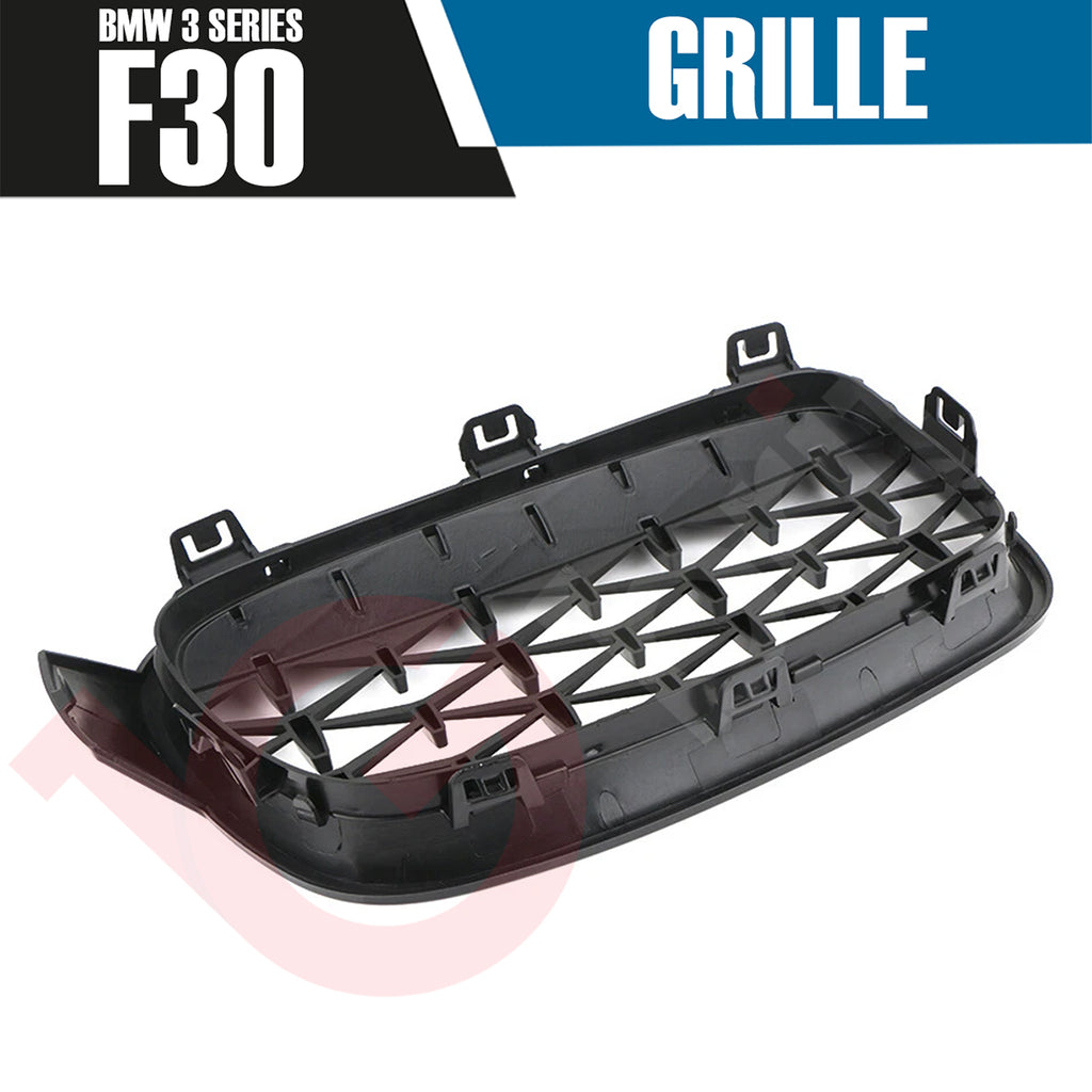 BMW 3 SERIES F30 F31 2012-2018 GLOSS BLACK DIAMOND CUT STYLE FRONT KIDNEY GRILLE