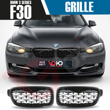 Load image into Gallery viewer, BMW 3 SERIES F30 F31 2012-2018 GLOSS BLACK DIAMOND CUT STYLE FRONT KIDNEY GRILLE
