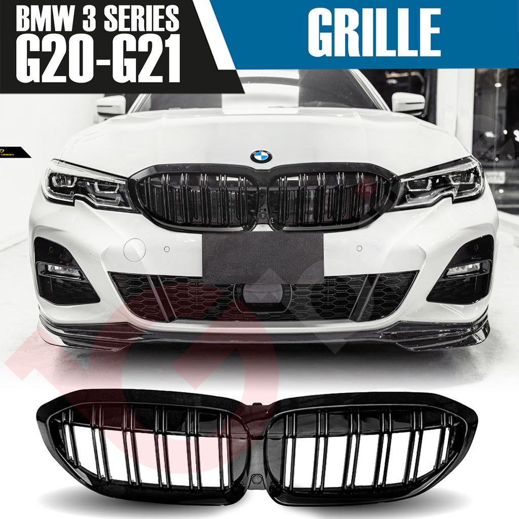 BMW 3 SERIES G20 G21 2019-2022 GLOSS BLACK M3 STYLE FRONT KIDNEY GRILLE