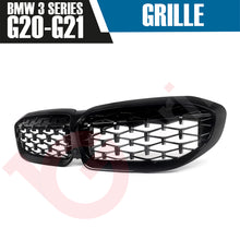 Load image into Gallery viewer, BMW 3 SERIES G20 G21 2019-2022 GLOSS BLACK DIAMOND CUT STYLE FRONT KIDNEY GRILLE