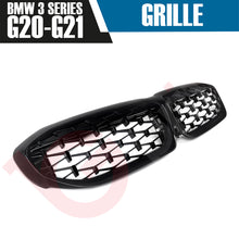 Load image into Gallery viewer, BMW 3 SERIES G20 G21 2019-2022 GLOSS BLACK DIAMOND CUT STYLE FRONT KIDNEY GRILLE