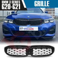 Load image into Gallery viewer, BMW 3 SERIES G20 G21 2019-2022 GLOSS BLACK DIAMOND CUT STYLE FRONT KIDNEY GRILLE