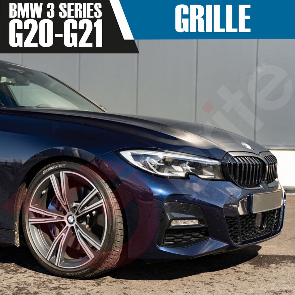 BMW 3 SERIES G20 G21 2019-2022 GLOSS BLACK SINGLE SLAT M3 STYLE FRONT KIDNEY GRILLE