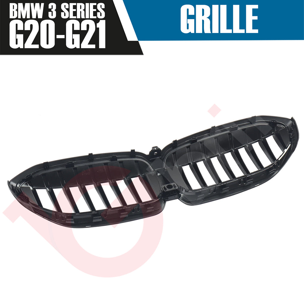 BMW 3 SERIES G20 G21 2019-2022 GLOSS BLACK SINGLE SLAT M3 STYLE FRONT KIDNEY GRILLE