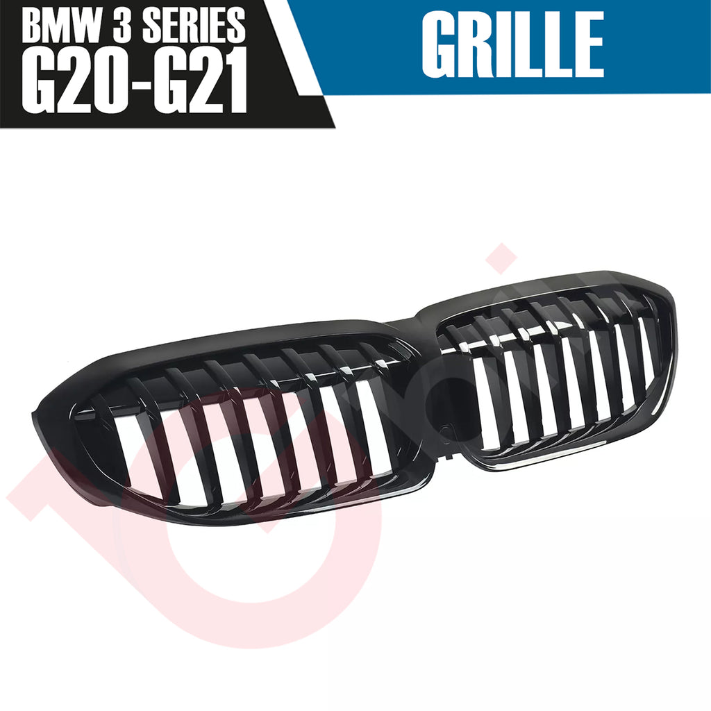 BMW 3 SERIES G20 G21 2019-2022 GLOSS BLACK SINGLE SLAT M3 STYLE FRONT KIDNEY GRILLE
