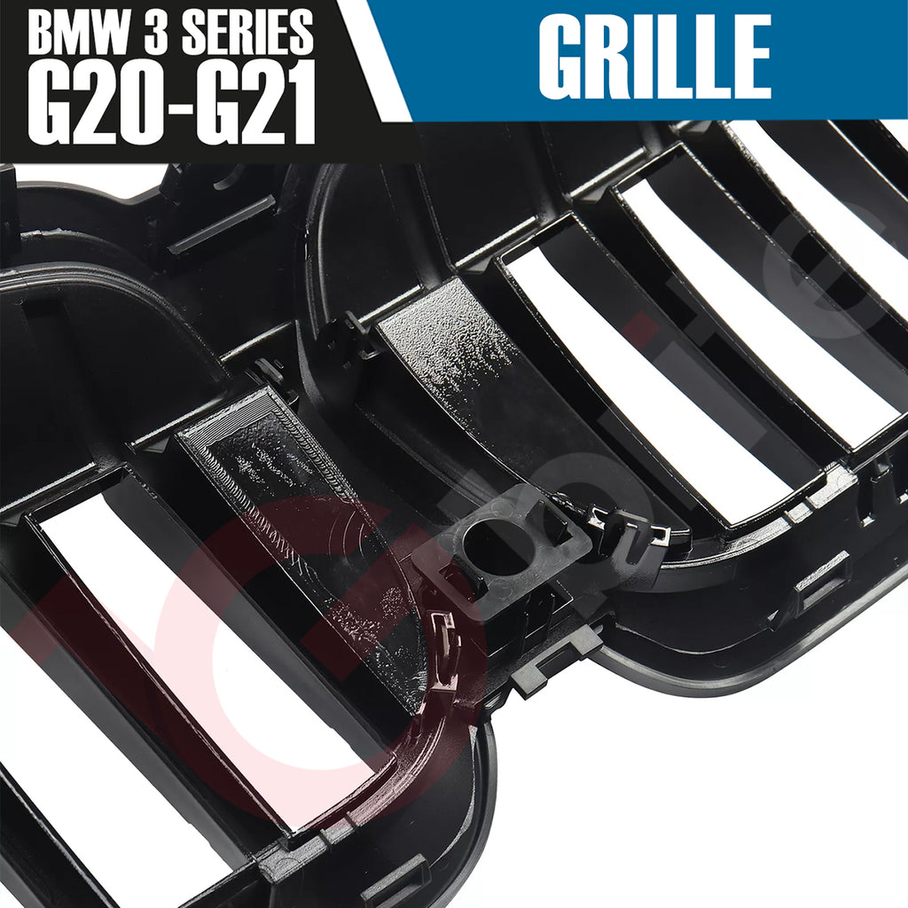 BMW 3 SERIES G20 G21 2019-2022 GLOSS BLACK SINGLE SLAT M3 STYLE FRONT KIDNEY GRILLE