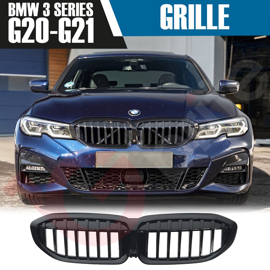BMW 3 SERIES G20 G21 2019-2022 GLOSS BLACK SINGLE SLAT M3 STYLE FRONT KIDNEY GRILLE