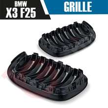 Load image into Gallery viewer, BMW X3 F25 X4 F26 SERIES 2014-2017 GLOSS BLACK DOUBLE SLAT STYLE FRONT KIDNEY GRILLE