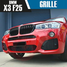 Load image into Gallery viewer, BMW X3 F25 X4 F26 SERIES 2014-2017 GLOSS BLACK DOUBLE SLAT STYLE FRONT KIDNEY GRILLE