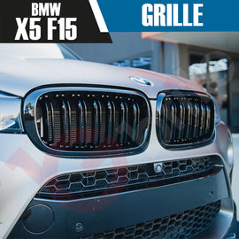 BMW X5 F15 X6 F16 2014-2017 GLOSS BLACK DOUBLE SLAT STYLE FRONT KIDNEY GRILLE