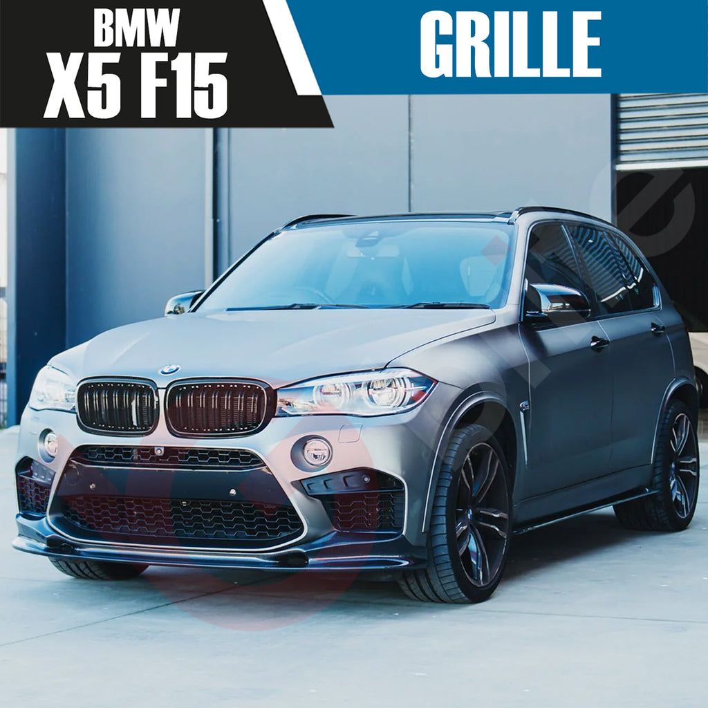 BMW X5 F15 X6 F16 2014-2017 GLOSS BLACK DOUBLE SLAT STYLE FRONT KIDNEY GRILLE