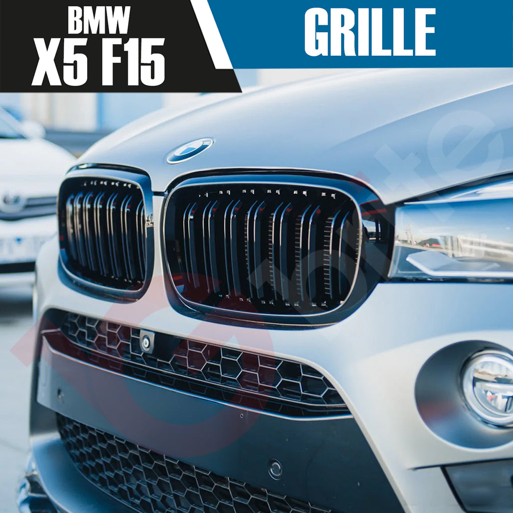 BMW X5 F15 X6 F16 2014-2017 GLOSS BLACK DOUBLE SLAT STYLE FRONT KIDNEY GRILLE
