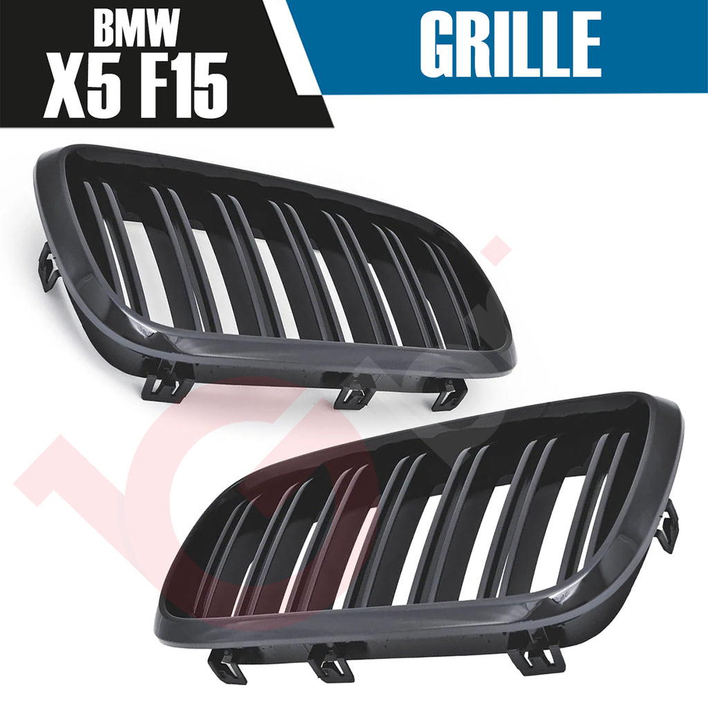 BMW X5 F15 X6 F16 2014-2017 GLOSS BLACK DOUBLE SLAT STYLE FRONT KIDNEY GRILLE