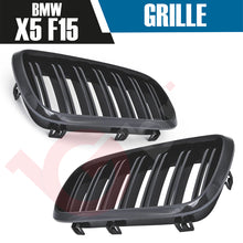 Load image into Gallery viewer, BMW X5 F15 X6 F16 2014-2017 GLOSS BLACK DOUBLE SLAT STYLE FRONT KIDNEY GRILLE
