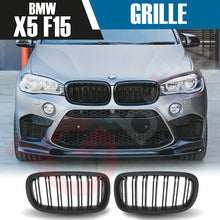 Load image into Gallery viewer, BMW X5 F15 X6 F16 2014-2017 GLOSS BLACK DOUBLE SLAT STYLE FRONT KIDNEY GRILLE