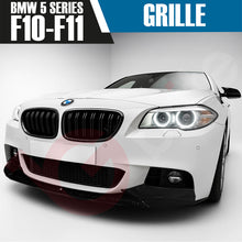Load image into Gallery viewer, BMW 5 SERIES F10 F11 2010-2016 GLOSS BLACK DOUBLE SLAT STYLE FRONT KIDNEY GRILLE