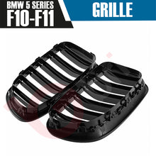 Load image into Gallery viewer, BMW 5 SERIES F10 F11 2010-2016 GLOSS BLACK DOUBLE SLAT STYLE FRONT KIDNEY GRILLE