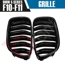 Load image into Gallery viewer, BMW 5 SERIES F10 F11 2010-2016 GLOSS BLACK DOUBLE SLAT STYLE FRONT KIDNEY GRILLE