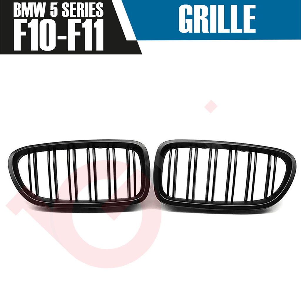 BMW 5 SERIES F10 F11 2010-2016 GLOSS BLACK DOUBLE SLAT STYLE FRONT KIDNEY GRILLE