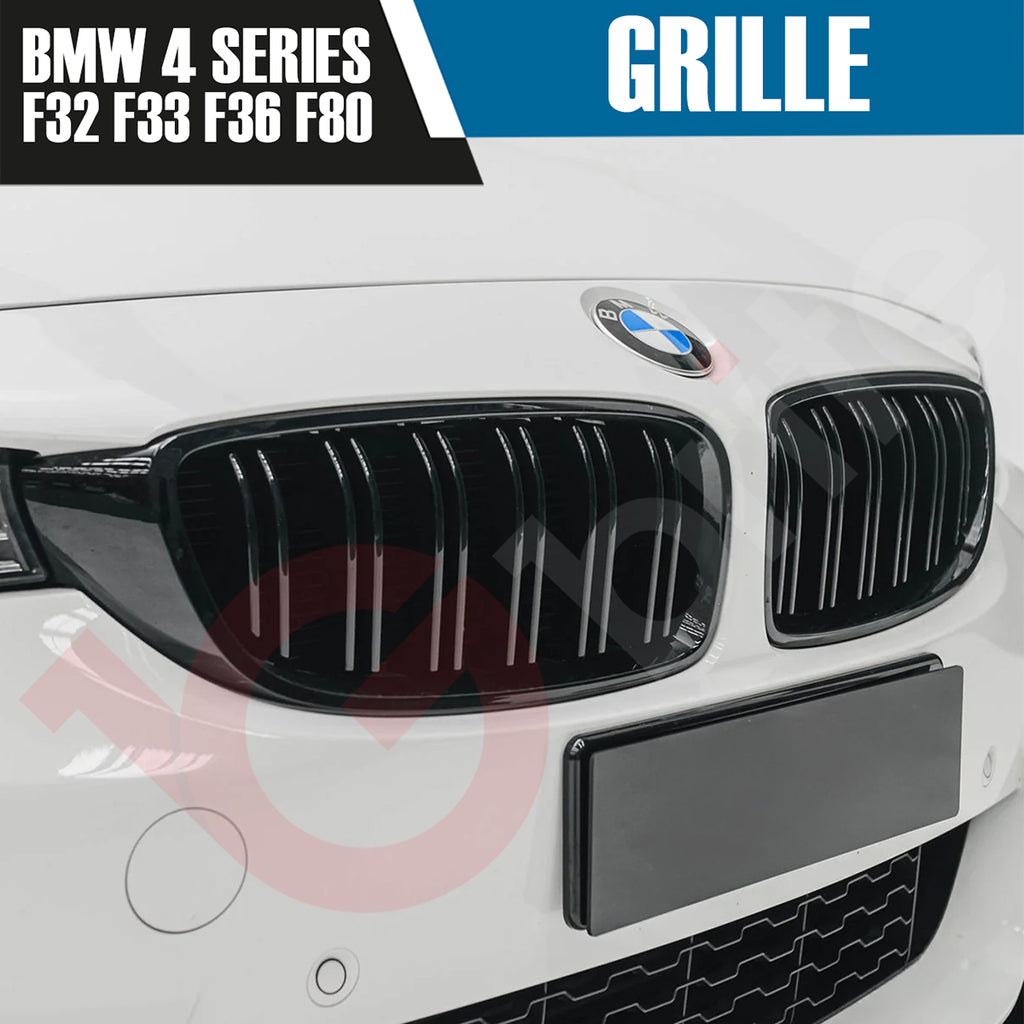 BMW 4 SERIES F32 F33 F36 2010-2016 GLOSS BLACK DOUBLE SLAT M4 STYLE FRONT KIDNEY GRILLE (Copy)