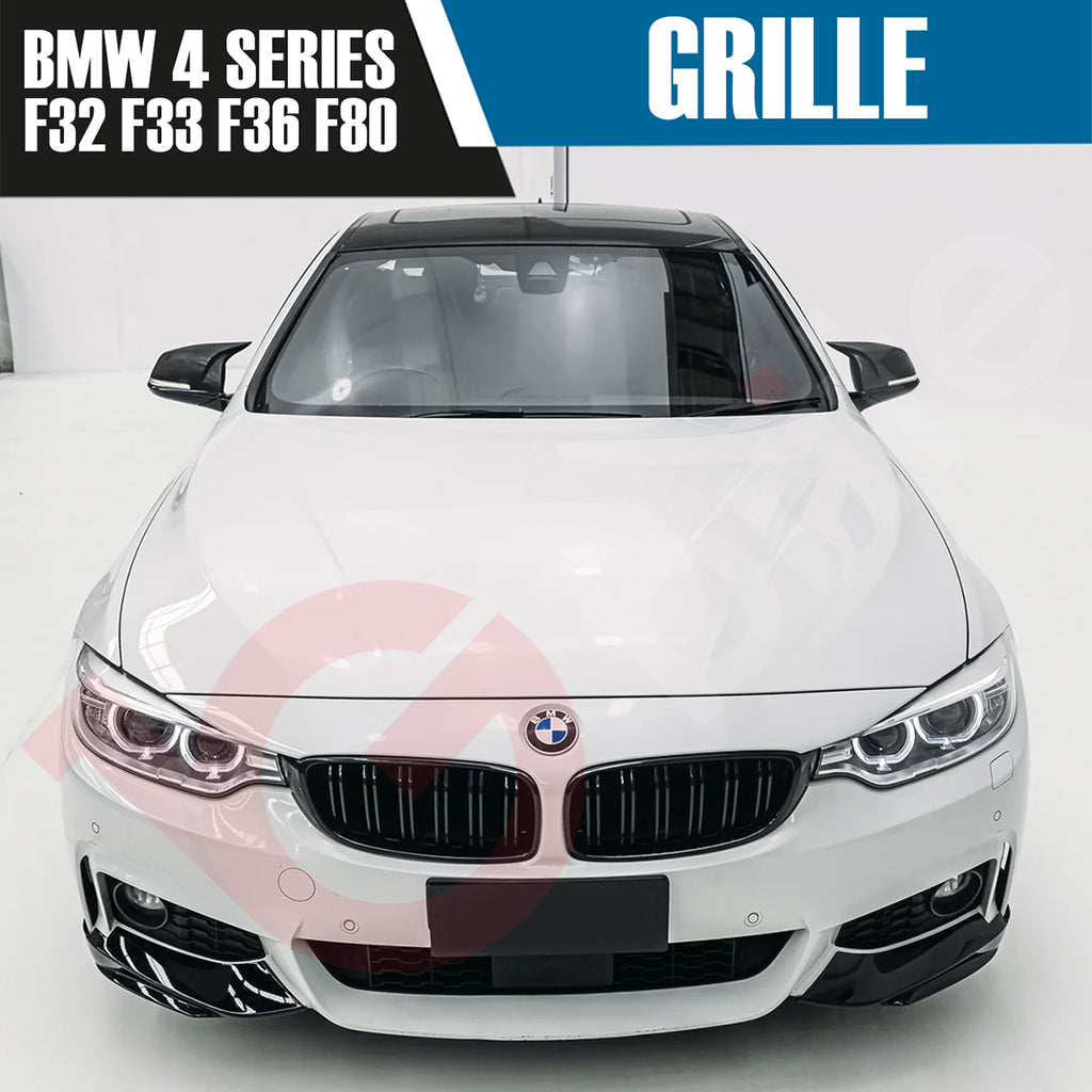 BMW 4 SERIES F32 F33 F36 2010-2016 GLOSS BLACK DOUBLE SLAT M4 STYLE FRONT KIDNEY GRILLE (Copy)