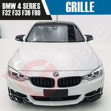 Load image into Gallery viewer, BMW 4 SERIES F32 F33 F36 2010-2016 GLOSS BLACK DOUBLE SLAT M4 STYLE FRONT KIDNEY GRILLE (Copy)