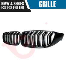 Load image into Gallery viewer, BMW 4 SERIES F32 F33 F36 2010-2016 GLOSS BLACK DOUBLE SLAT M4 STYLE FRONT KIDNEY GRILLE (Copy)