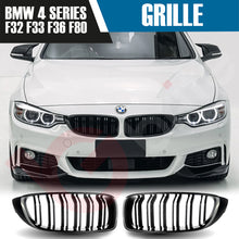 Load image into Gallery viewer, BMW 4 SERIES F32 F33 F36 2010-2016 GLOSS BLACK DOUBLE SLAT M4 STYLE FRONT KIDNEY GRILLE (Copy)