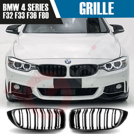 BMW 4 SERIES F32 F33 F36 2010-2016 GLOSS BLACK DOUBLE SLAT M4 STYLE FRONT KIDNEY GRILLE (Copy)