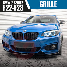 Load image into Gallery viewer, BMW 2 SERIES F22 F23 2014-2018 GLOSS BLACK DOUBLE SLAT M4 STYLE FRONT KIDNEY GRILLE
