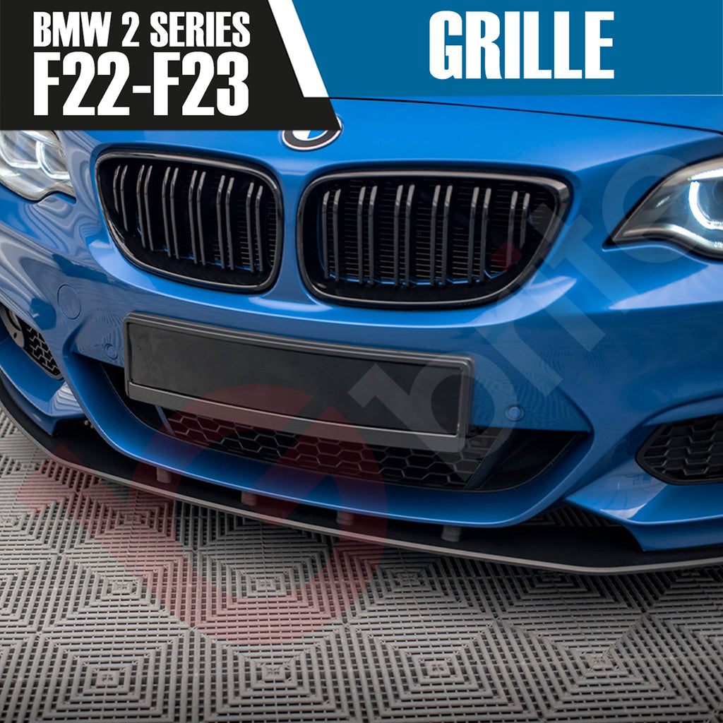 BMW 2 SERIES F22 F23 2014-2018 GLOSS BLACK DOUBLE SLAT M4 STYLE FRONT KIDNEY GRILLE
