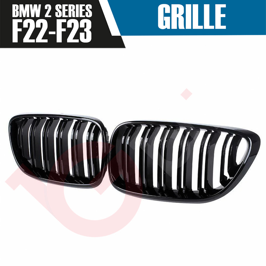 BMW 2 SERIES F22 F23 2014-2018 GLOSS BLACK DOUBLE SLAT M4 STYLE FRONT KIDNEY GRILLE