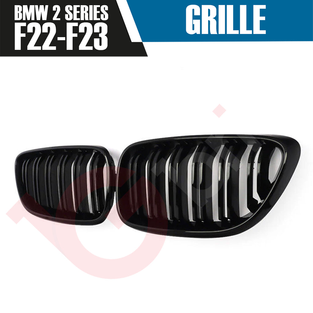 BMW 2 SERIES F22 F23 2014-2018 GLOSS BLACK DOUBLE SLAT M4 STYLE FRONT KIDNEY GRILLE