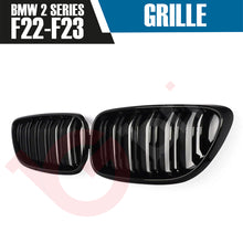 Load image into Gallery viewer, BMW 2 SERIES F22 F23 2014-2018 GLOSS BLACK DOUBLE SLAT M4 STYLE FRONT KIDNEY GRILLE