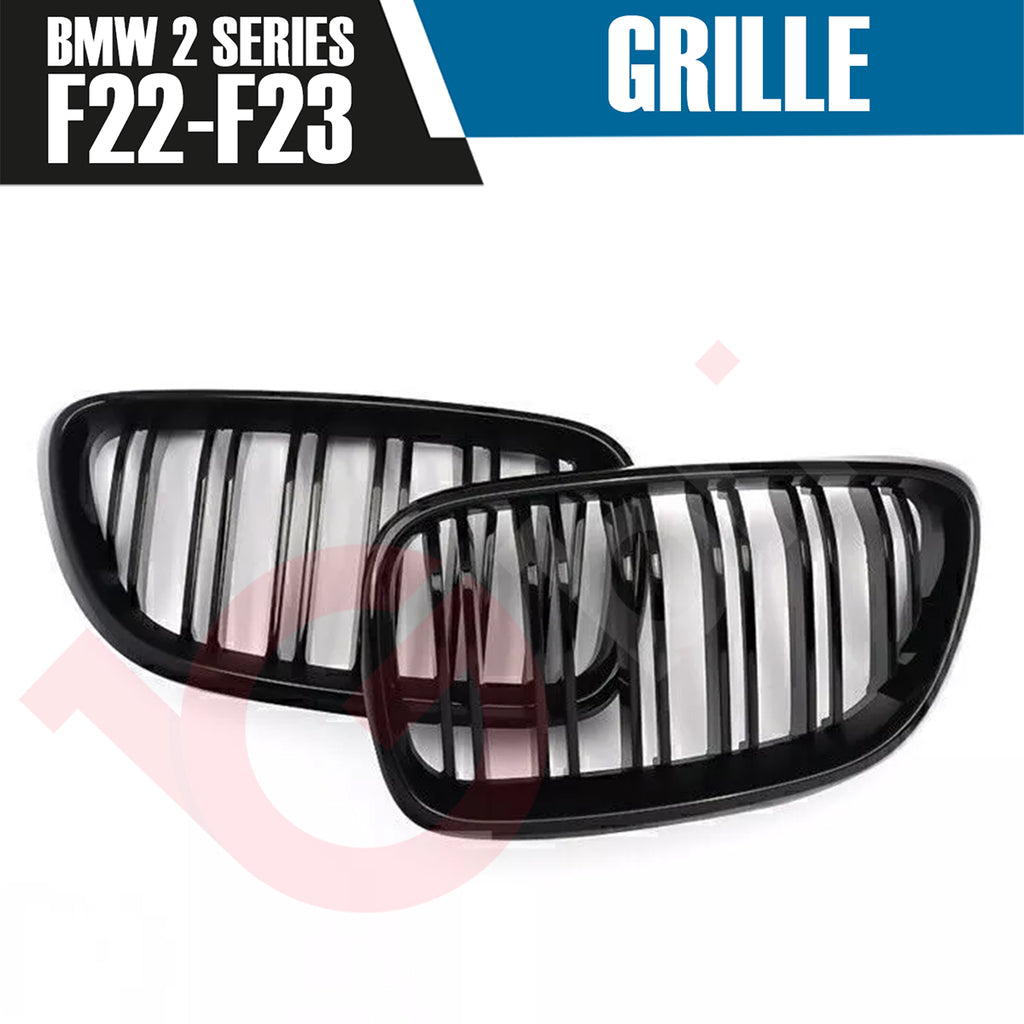 BMW 2 SERIES F22 F23 2014-2018 GLOSS BLACK DOUBLE SLAT M4 STYLE FRONT KIDNEY GRILLE