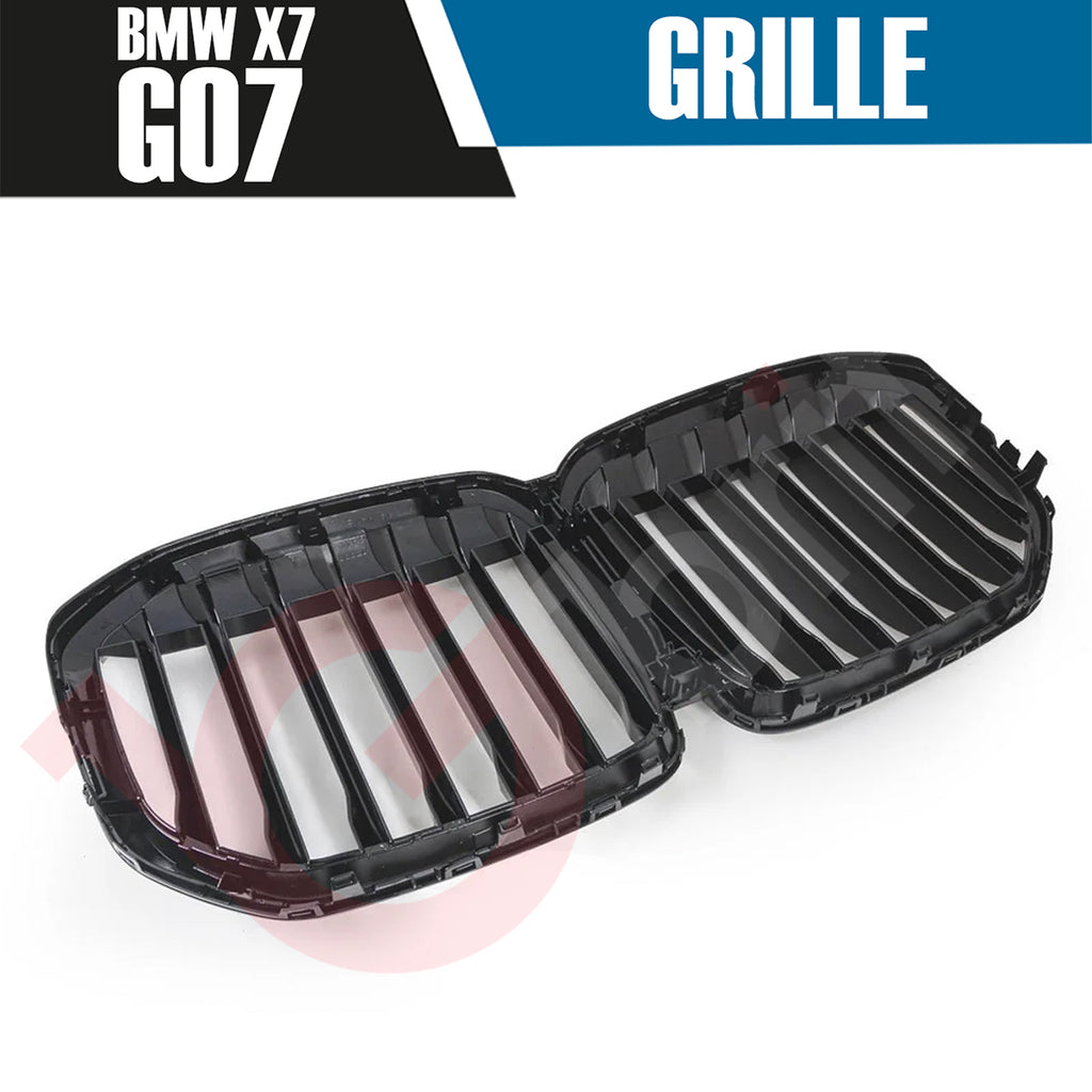 BMW X7 G07 2019-2022 GLOSS BLACK SINGLE SLAT STYLE FRONT KIDNEY GRILLE