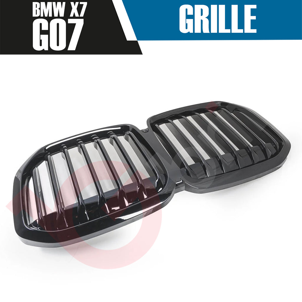BMW X7 G07 2019-2022 GLOSS BLACK SINGLE SLAT STYLE FRONT KIDNEY GRILLE