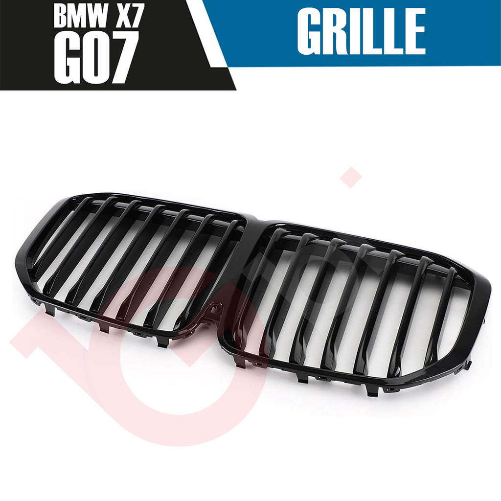 BMW X7 G07 2019-2022 GLOSS BLACK SINGLE SLAT STYLE FRONT KIDNEY GRILLE