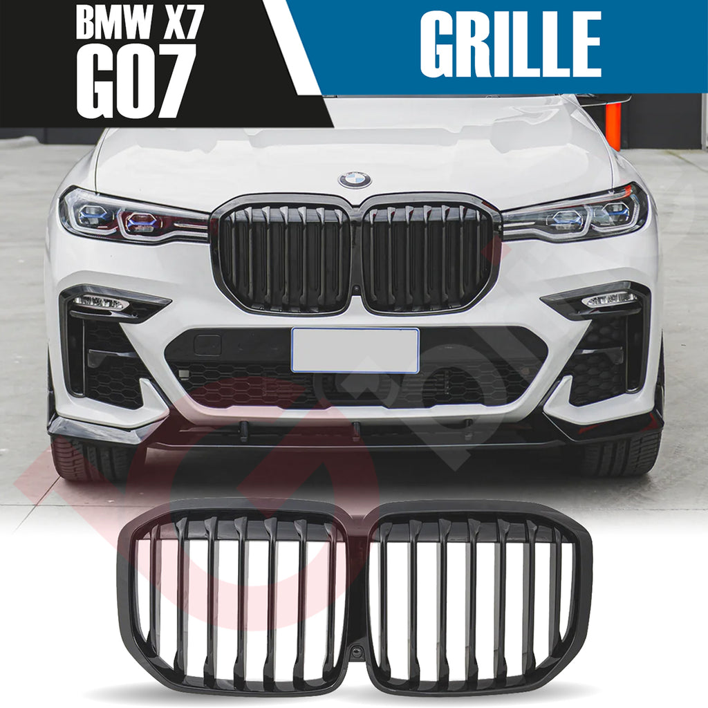BMW X7 G07 2019-2022 GLOSS BLACK SINGLE SLAT STYLE FRONT KIDNEY GRILLE