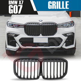 BMW X7 G07 2019-2022 GLOSS BLACK SINGLE SLAT STYLE FRONT KIDNEY GRILLE