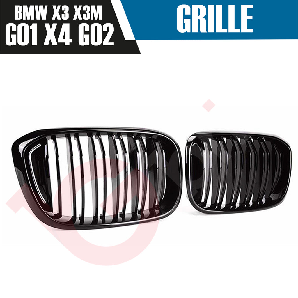 BMW X3 G01 X3M X4 G02 X4M 2018-2022 GLOSS BLACK DOUBLE SLAT STYLE FRONT KIDNEY GRILLE