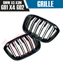Load image into Gallery viewer, BMW X3 G01 X3M X4 G02 X4M 2018-2022 GLOSS BLACK DOUBLE SLAT STYLE FRONT KIDNEY GRILLE